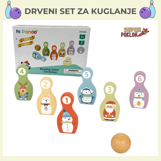 Drveni Set Za Kuglanje-Novogodišnja Zabava!🎄