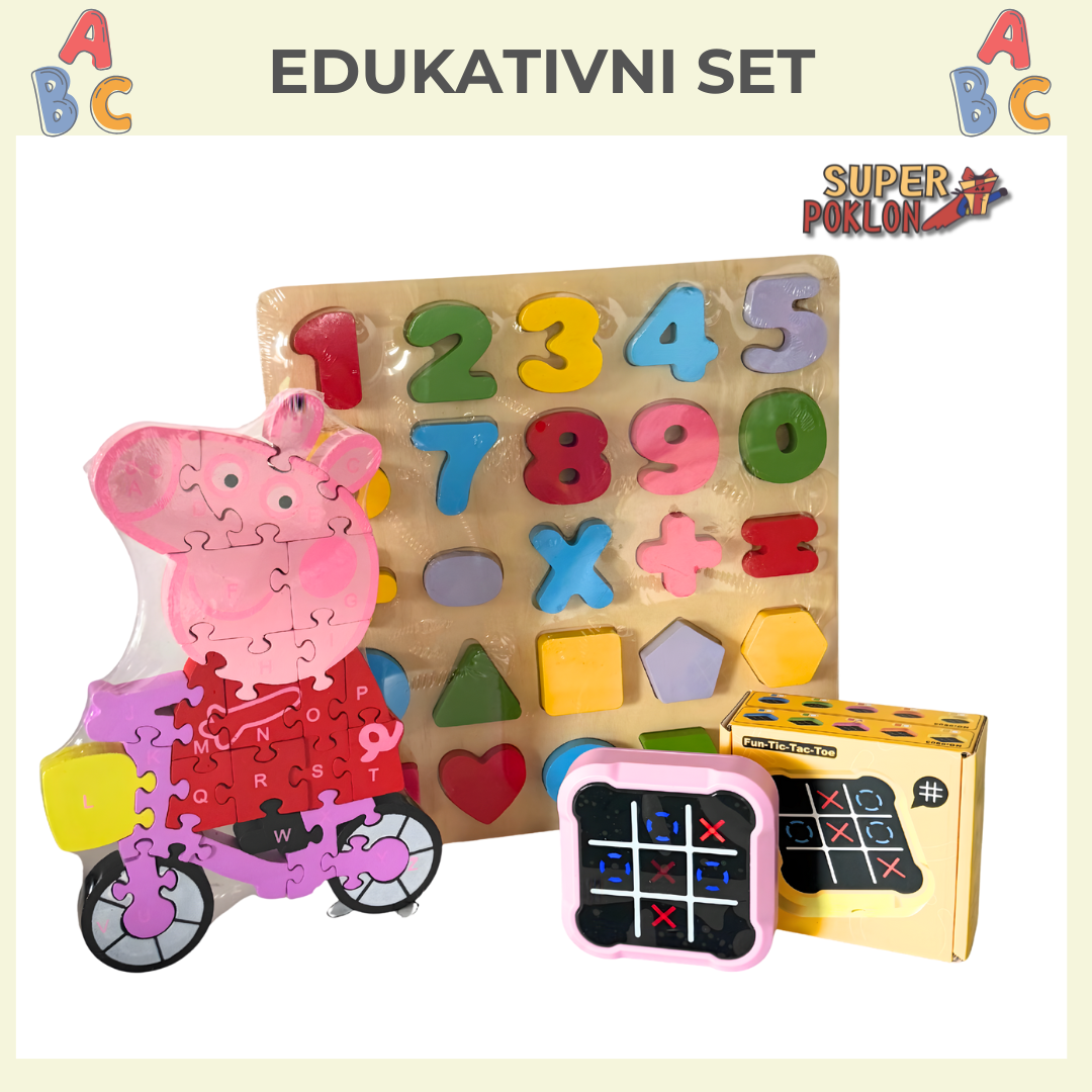 Edukativni Set – Puzle,Brojevi i Igra X-O 🧩🧠