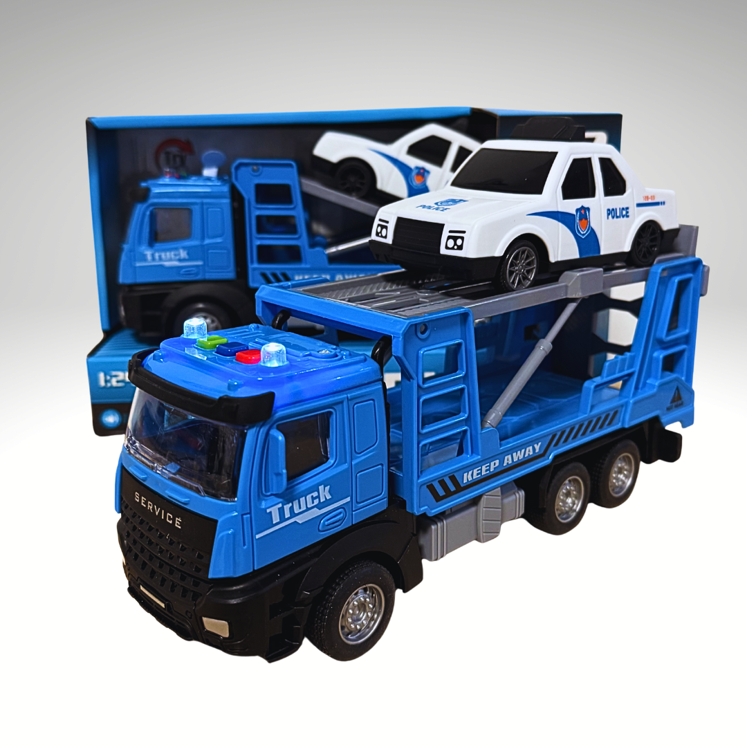 Šlep Kamion sa Policijskim Autom – Svetleći i Muzički Set za Dečake