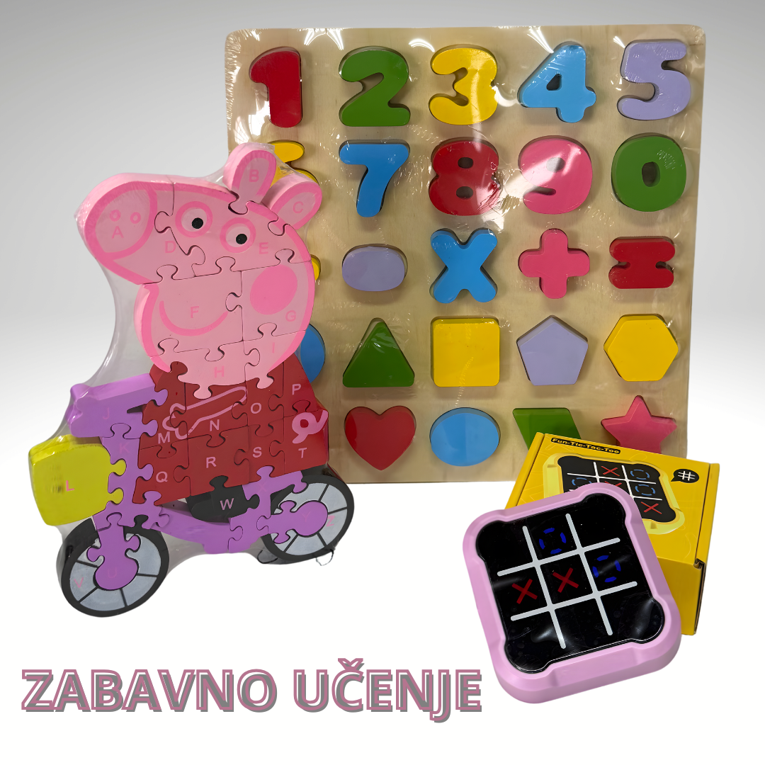 Edukativni Set – Puzle,Brojevi i Igra X-O 🧩🧠