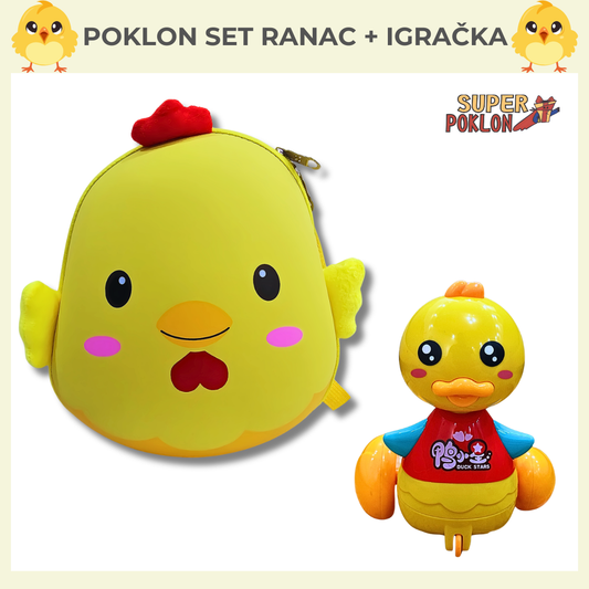 Poklon Set Žuto Pile- Ranac+ Igračka 🎒🎁