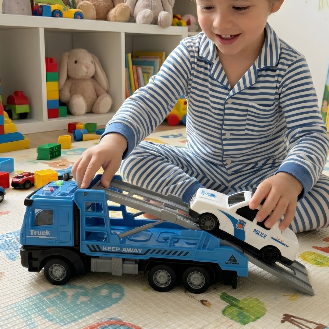 Šlep Kamion sa Policijskim Autom – Svetleći i Muzički Set za Dečake