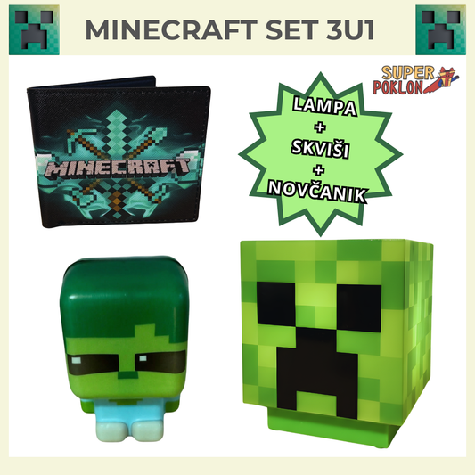 Minecraft Set-Lampa+Novčanik+Skviši igračka⛏🔨