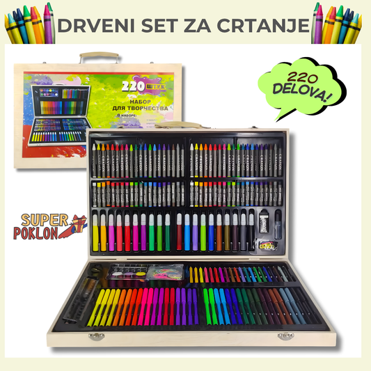 Drveni set 220 delova - Za Tvoje Umetničo Delo!🎨🖍