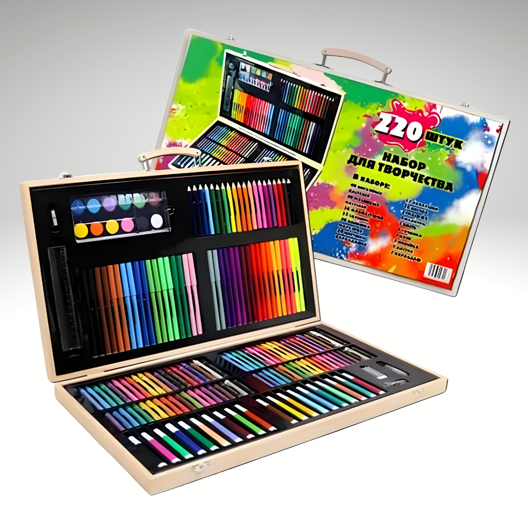 Drveni set 220 delova - Za Tvoje Umetničo Delo!🎨🖍