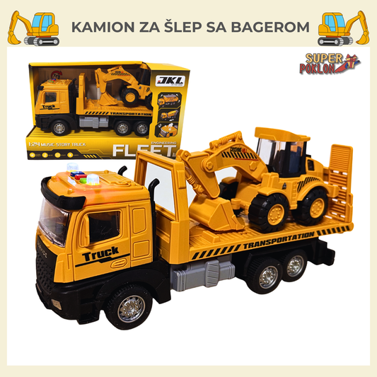 Šlep Kamion sa Bagerom- Super Set👷,🚜