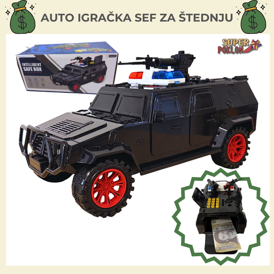 Policijski Džip Igračka i Sef  –  2u1 Igra i Štednja🚓💰