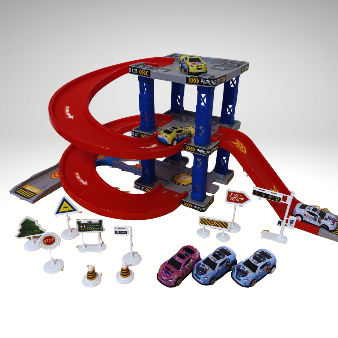 Stitch Parking Garaža – Set od 45 Delova sa 6 Autića