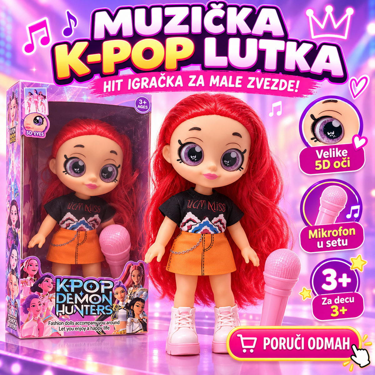 K-Pop lutka sa mikrofonom – Rumi, Mira i Zoey