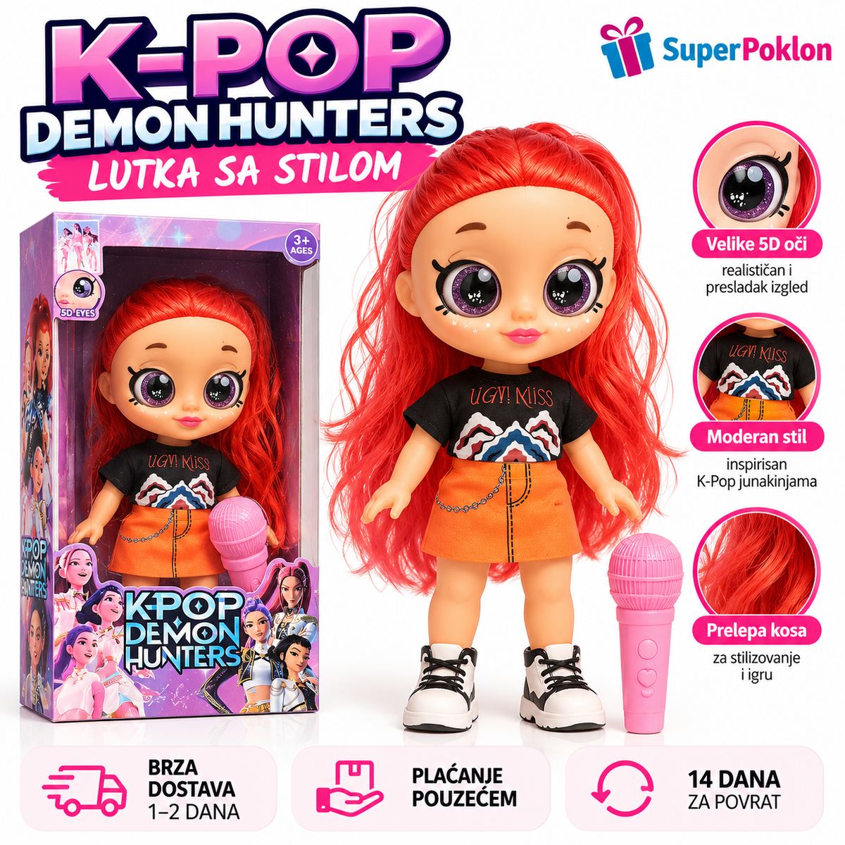 K-Pop lutka sa mikrofonom – Rumi, Mira i Zoey