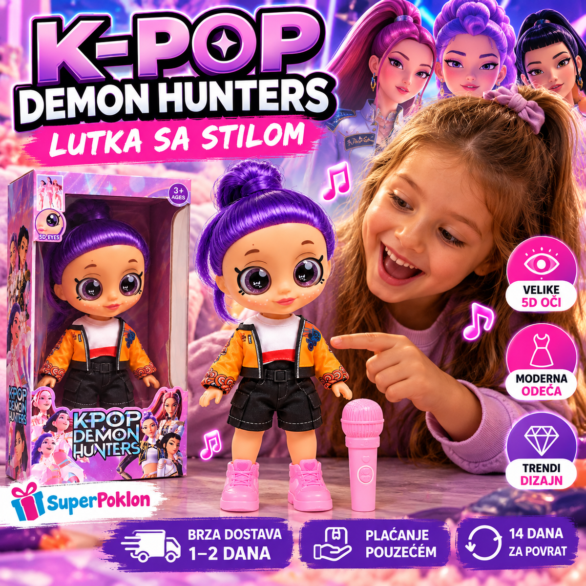 K-Pop lutka sa mikrofonom – Rumi, Mira i Zoey