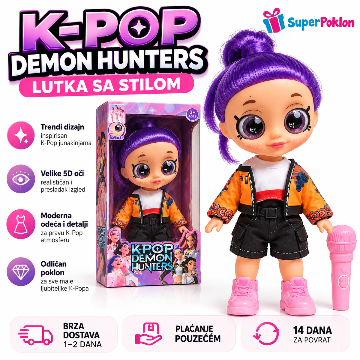 K-Pop lutka sa mikrofonom – Rumi, Mira i Zoey