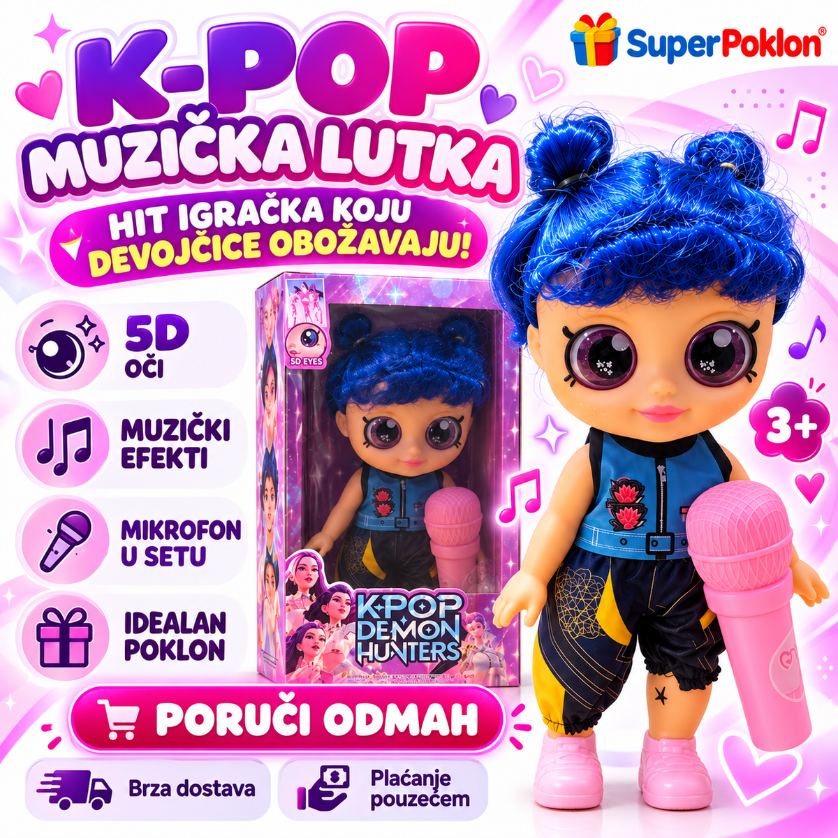 K-Pop lutka sa mikrofonom – Rumi, Mira i Zoey