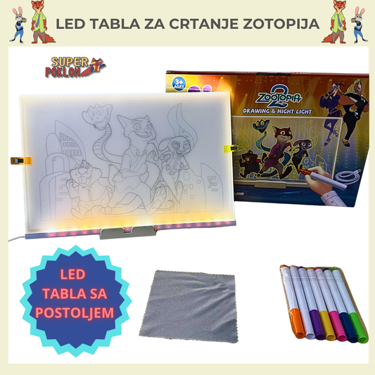 Zootopia LED Tabla za Crtanje- Neka Tvoj Crtež Zasija ✨🎨