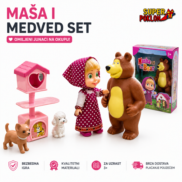 Maša i Meda Set za Igru- Mašin Ljubimac 🐻👧✨