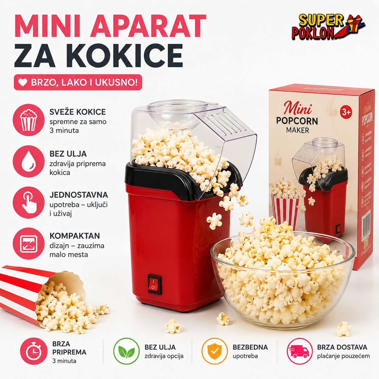 Mini Aparat za Kokice – Brze i Ukusne Kokice kod Kuće 🍿✨