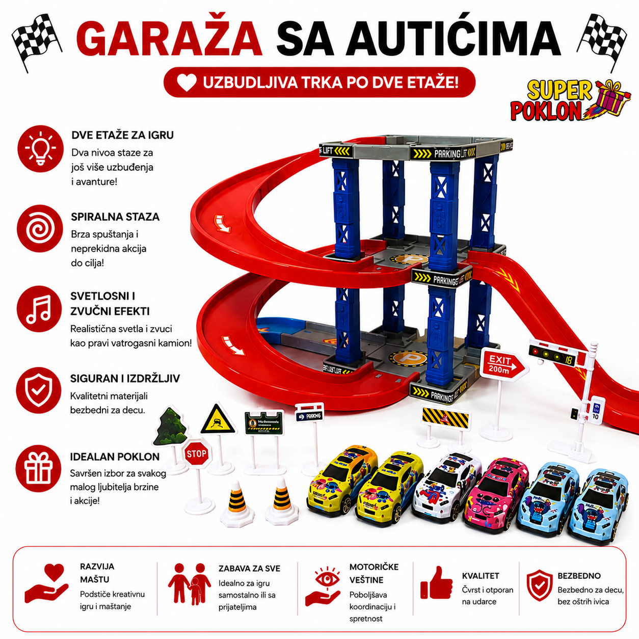 Stitch Parking Garaža – Set od 45 Delova sa 6 Autića