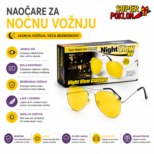 Naočare za Noćnu Vožnju –Jasnoća u Svakom Trenutku!🕶️🕶️