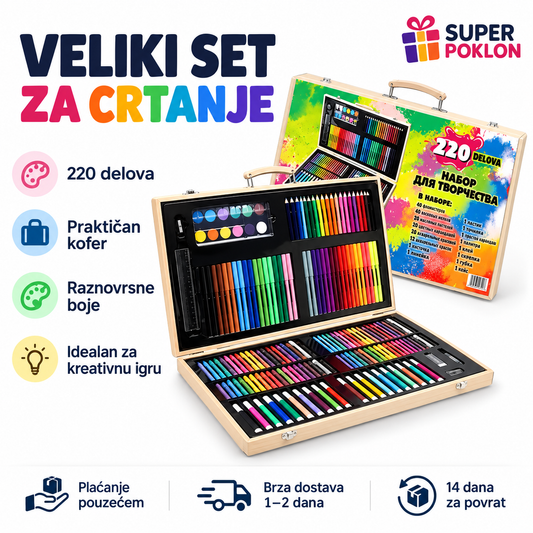 Drveni set 220 delova-Kvalitetne Bojice 🎨🌈