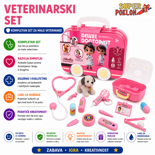 Veterinarski Set 2u1 – Koferčić sa Plisanim Psom🐶💉