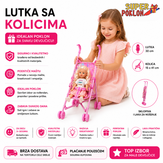 Lutka sa Kolicima – Sklopiva Kolica i Lutka