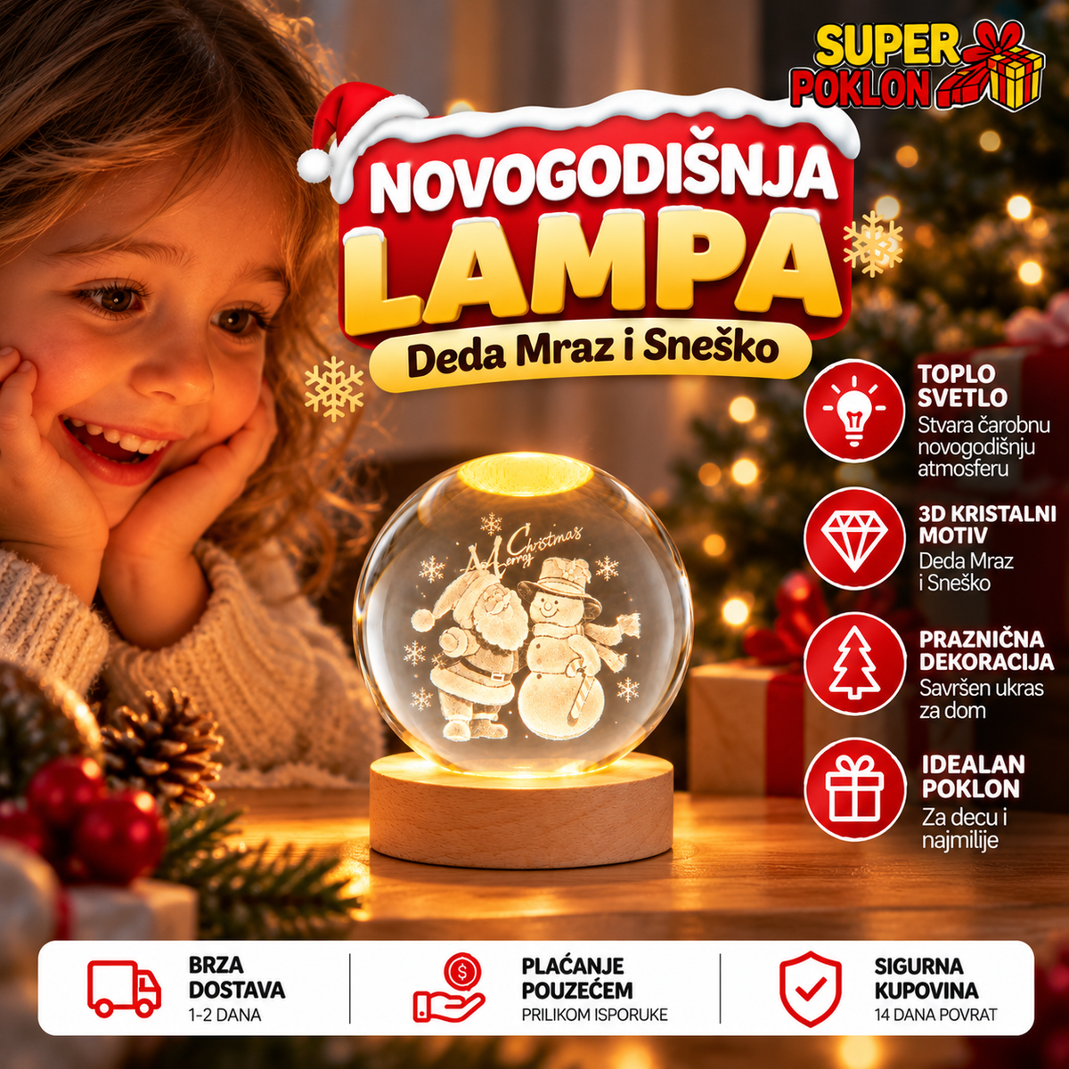 Novogodišnja Lampa - Deda Mraz i Sneško ❄️🎄