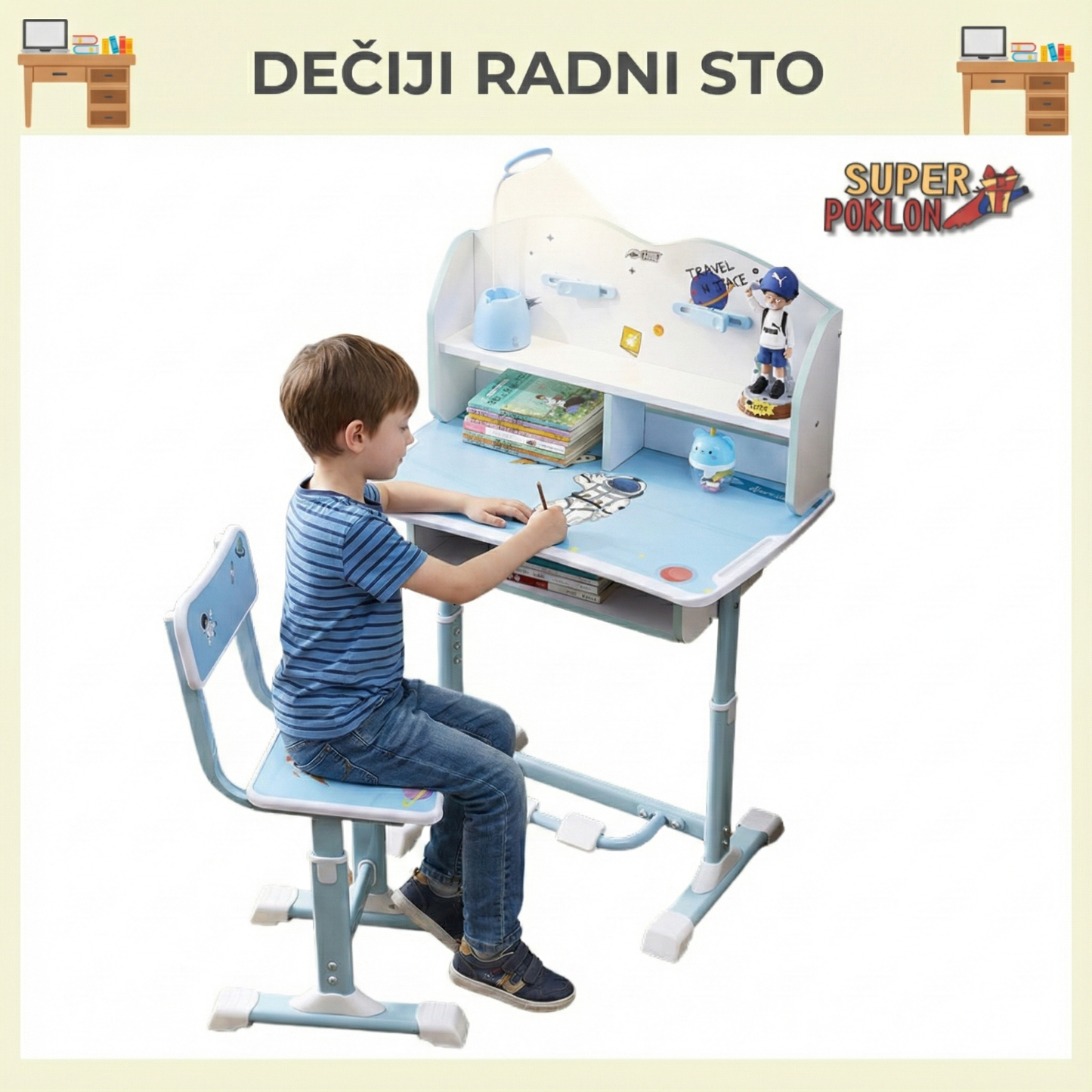 Radni Sto i Stolica –Savršen Kutak! Rozi i Plavi