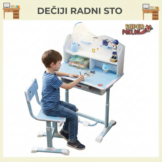 Radni Sto i Stolica –Savršen Kutak! Rozi i Plavi