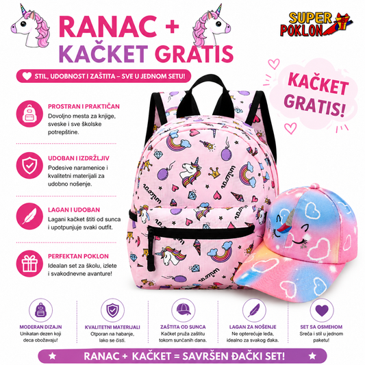 Jednorog Ranac + Kačket - Šarene Fantazije! 🦄🎒