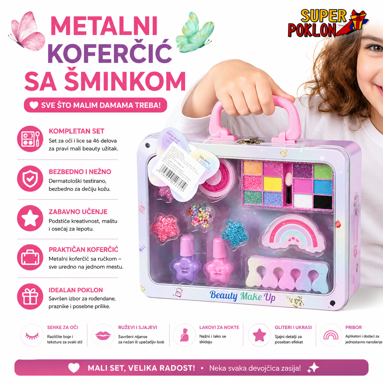 Metalni Koferčić Sa Šminkom- Budi Lepa Svuda
