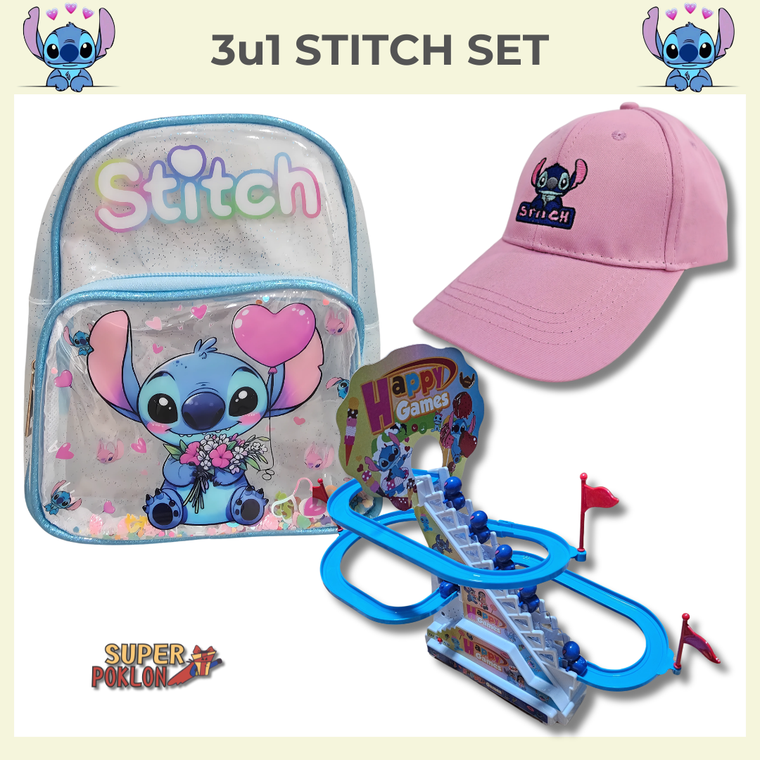 3u1 Stitch Poklon Set – Ranac, Kačket i Tobogan💙🎁