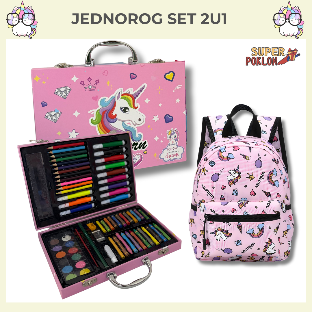Jednorog set 2u1 – Kreativni set+ranac🦄🖍️