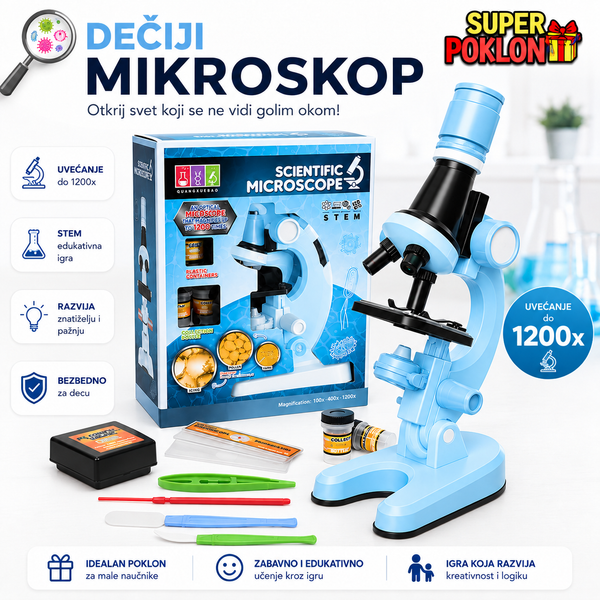 Dečiji Mikroskop Set + Pribor za Mlade Naučnike