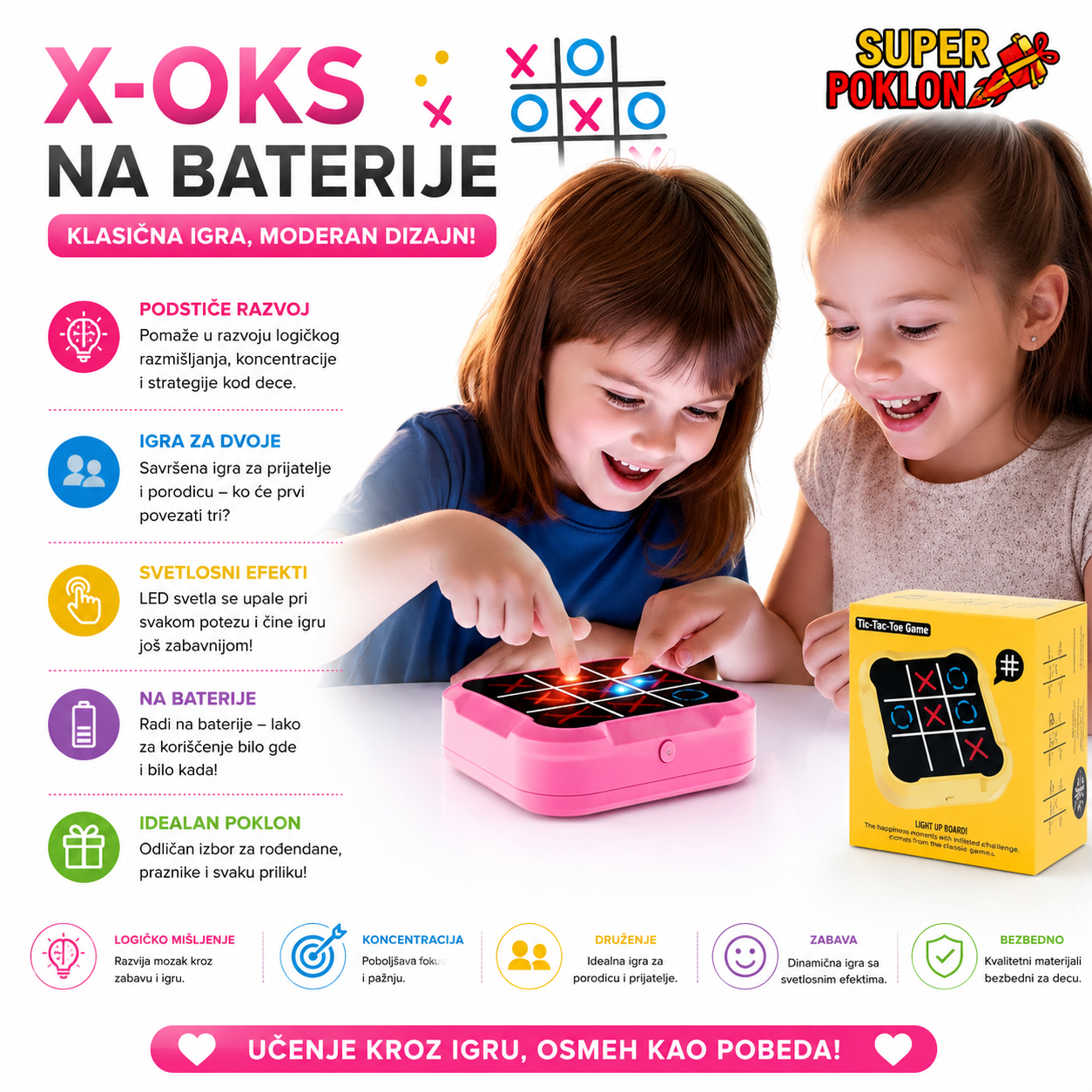 Elektronski Iks Oks – 3 Igre u 1: Iks Oks, Memorija, Udari Krticu!