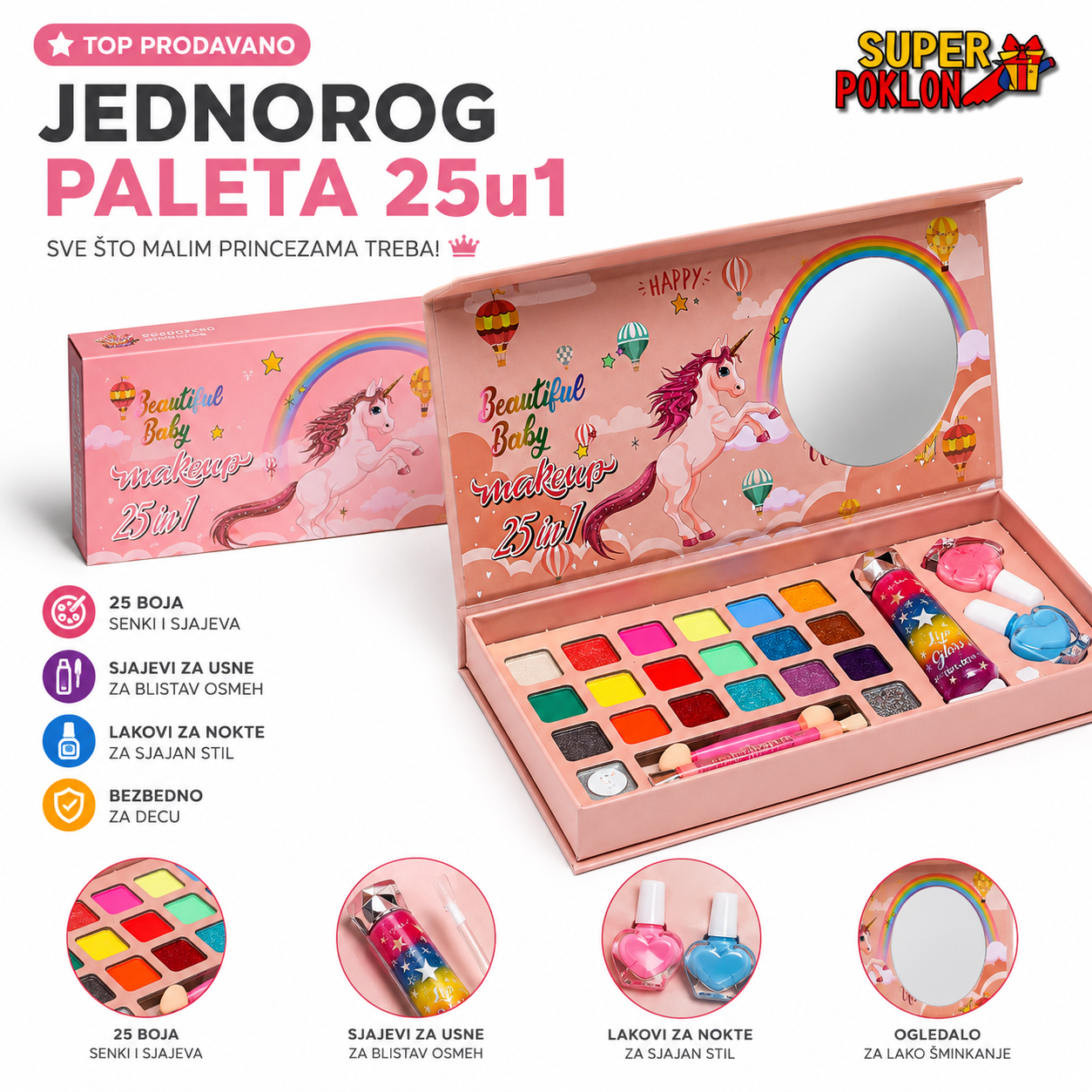 Jednorog Paleta Dečije Šminke – Kozmetika za Devojčice