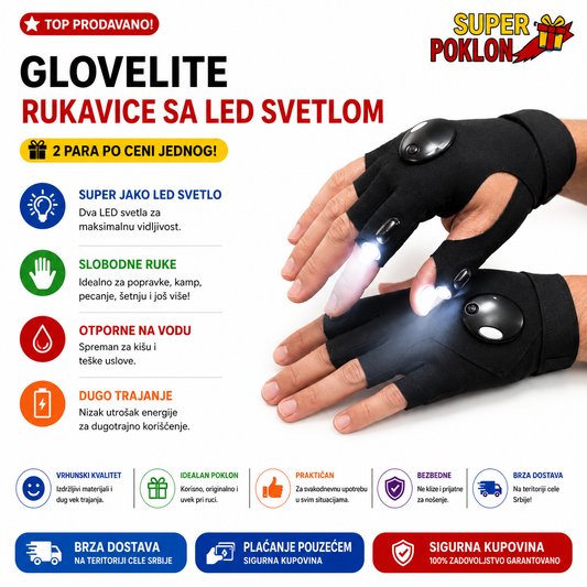 GloveLite – Rukavice sa LED Svetlom (2 para po ceni jednog!)